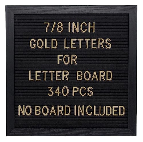 Image of G GAMIT Felt Letter Board Letters Set, Pre-Cut 340pcs 7/8inch(0.875") Gold Letters Only(No Board Included)