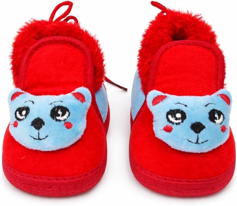 Unisex Newborn Winter Boots with Teddy Bear Applique, Red and Skyblue, Non-Slip Sole, 6-12 Months-image-18