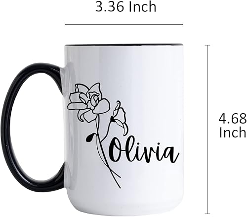 Miniatura 3 de HELLO ACCESORIES Personalized Coffe Mug  Initial Coffee Mug  Ceremic Cup  Personalized Gift  Birth Flower Mug  Tea Cup  Customized Coffee Cup With