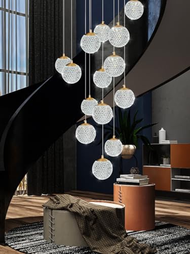 ZXDTVFGN Lámpara de Techo Moderna de Lujo para vestíbulo de Hotel, Villa, dúplex, Escalera, Minimalista, para apartamento, Loft Giratorio, lámpara de araña Hueca para Sala de Esta