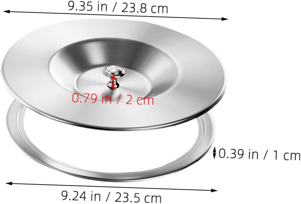 Stainless Steel Trash Can Lid for Countertop Recessed Waste Container Cover 304 Kitchen Garbage Can Replacement Lid with Handle and Guide Ring for Built-in Trash Bin