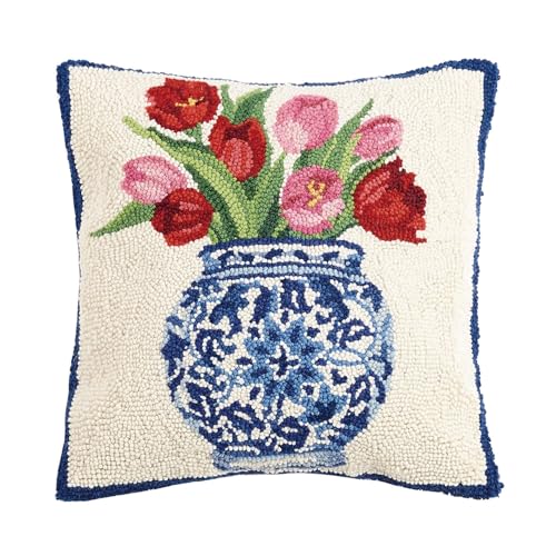 Peking Handicraft 30SER515AC16SQ Chinoiserie Vase Tulips Hook Pil...