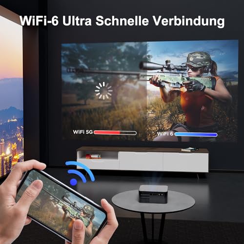 【Autofokus/Trapezkorrektur】Beamer VISULAPEX U1 WiFi6 20000 Lumens 1080P Full HD 4K Unterstützt, 200" Display, 4D Trapezkorrektur, Heimkino Video Beamer kompatibel mit Smartphone/TV Stick/PS5 - Image 5