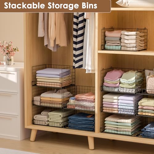Image of Yociyoga 3-Tier Stackable Closet Organizers and Storage Shelves, Foldable Closet Shelf Organizer, Stackable Storage Bins Drawers for Closet Organizer System, Black(Patent No. 30022416)