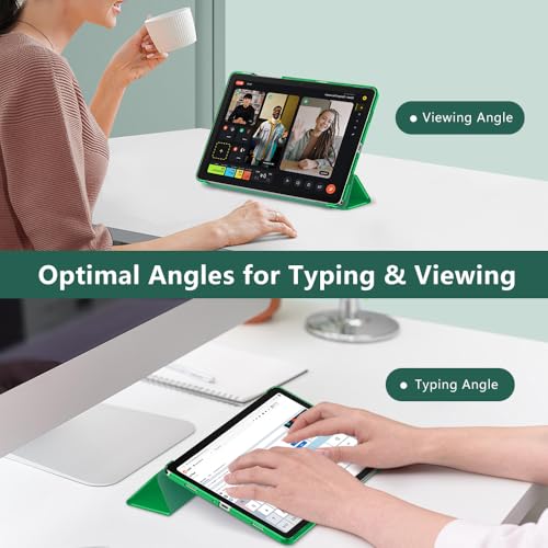 Image of MoKo Trifold Case for Galaxy Tab A9 Plus /A9+ 11 Inch 2023, Forest Green | Slim Stand Hard PC Translucent Back Shell Smart Cover, Auto Sleep /Wake, Light, Anti-scratch, 2 Adjustable Angle