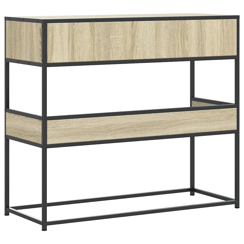 Tavolo Consolle Rovere Sonoma 90x35x80 cm con Cassetti e Ripiani | Mobile da ingresso salvaspazio con struttura in metallo stabile, ideale per organizzare corridoio e soggiorno.