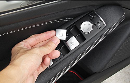 Maxdool 14 Pieces Car Window Glass Lift Button Trim Cover Sticker For Mercedes Benz A/B/C(W204)/E(W212)/Gla/Cla/Glk/Gl/Ml/Gle-Class #TOP3