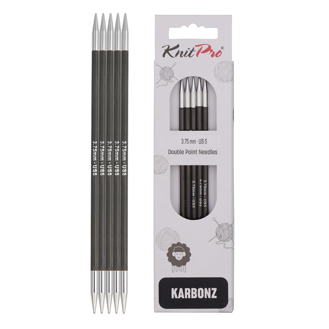 KnitPro Karbonz Double Pointed Needles 6" (15cm) | 3.75 mm
