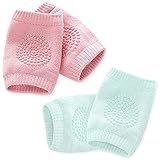 MELVIS 2 Pair Baby Knee & Elbow Pad Cushion, Infant Toddler Crawling Knee & Elbow Pads, Baby Leg Warmer Kneecap Protector for Kids, Multi-Color Safety Pads for Baby & Kids Knees and Elbows