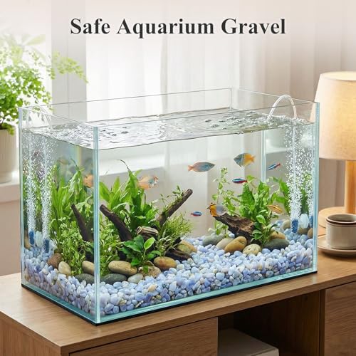 Image of JOHOUSE 1 LB(0.35 inch - 0.8 inch) Natural Quartz,Blue Pebbles for Vase Filler