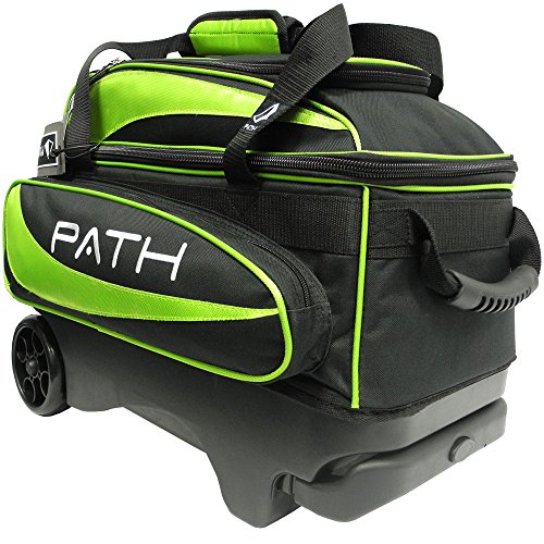 Pyramid Path Premium Deluxe Double Roller With Oversized Accessory Pocket Bowling Bag (Black/Lime Green) #TOP2