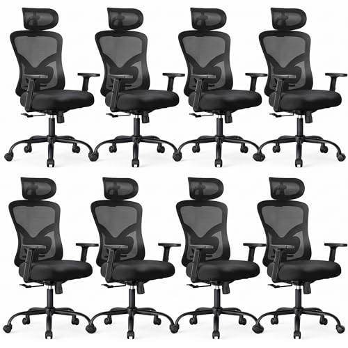 Image of NOBLEWELL Ergonomic Office Chair with Padded Lumbar Support, 2D Headrest, Adjustable Armrests, Upgraded Contoured Seat Cushion, 130 Rocking Tilt, Computer Gaming Chair for Home Office, Pack of 8
