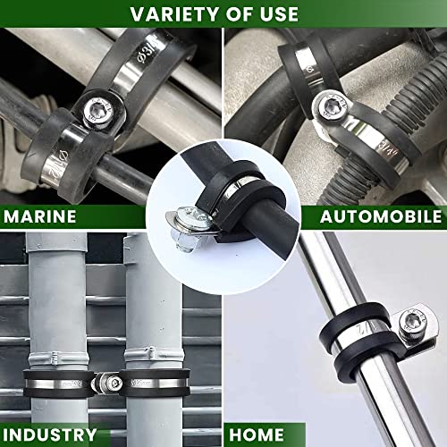 Brexxty 52 Pcs Cable Clamps Assortment Kit—304 Stainless Steel Wire Clamps Of 6 Sizes—1/4" 5/16" 3/8" 1/2" 5/8" 3/4"—To Bundle, Clamp, & Protect Wires, Pipes, & Cables #TOP4