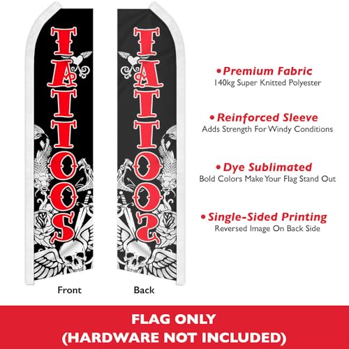Tattoos Swooper Feather Advertising Flag - Perfect for Tattoo Shops, Piercing Shops, Festivals