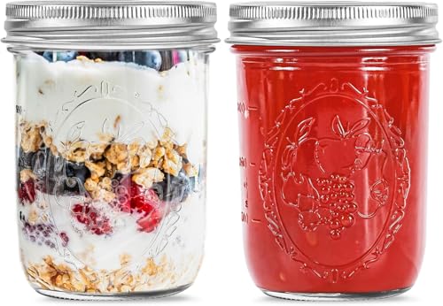 Image of ALEITO Wide Mouth Mason Jars 500ml with Lids [2 Pack], Canning Jars with Metal Airtight Lids and Bands, 16 oz Glass Jars for Fermenting, Pickling, Freezing, Preserving, Meal Prep, Jar Decor