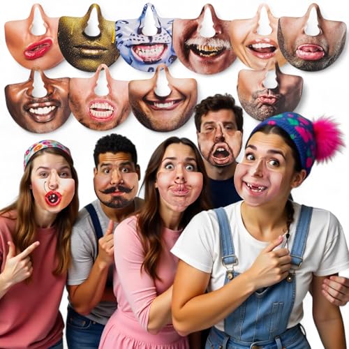 MIJOMA 15er Set Nasenmasken – Lustige Party-Masken für Erwachsene, Fotobox Verkleidung, Hochzeit, Geburtstag, JGA, Mitbringsel, Deko-Spaß für unvergessliche Feiern (Set 1)