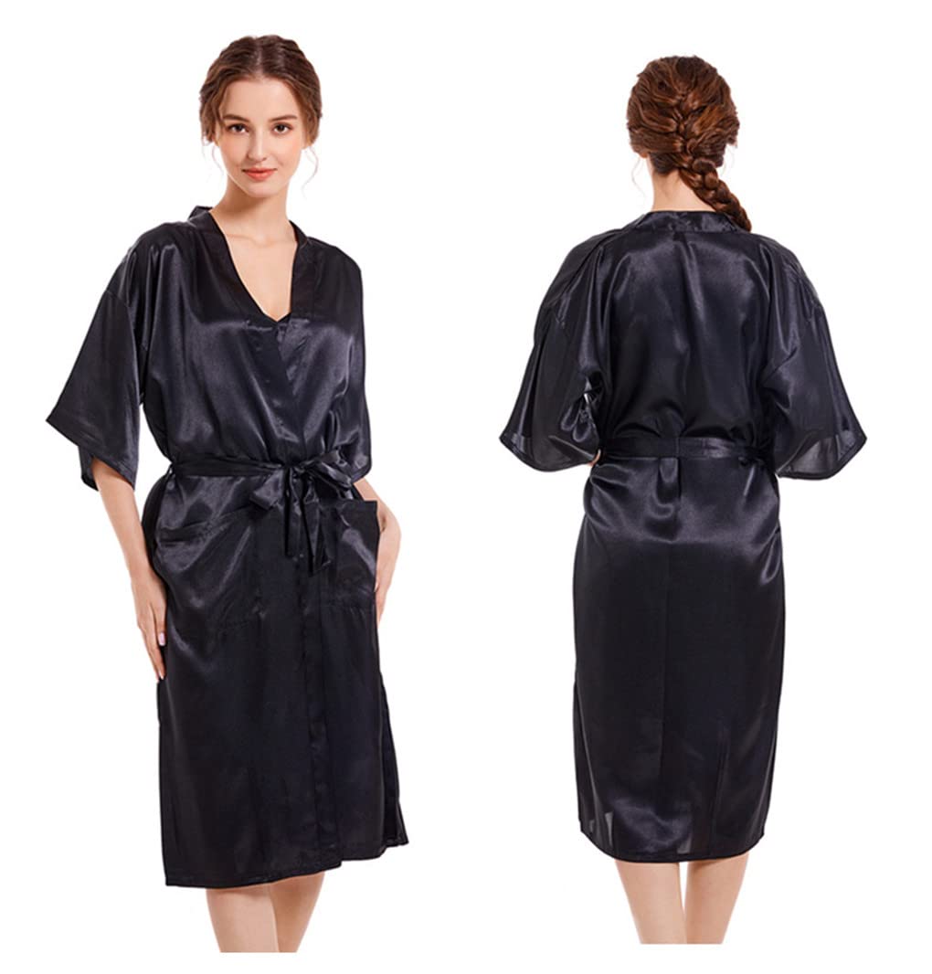 Dninmim Set di pigiama in raso da donna di 2 sexy camicia da notte in seta con sottoveste Loungewear, bianco, M