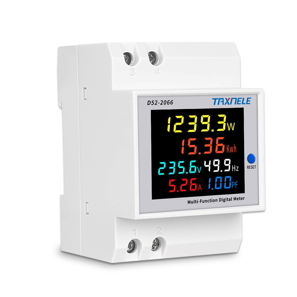 Misuratore di energia monofase Tester Monitor di utilizzo dell'elettricità 6 in 1 Multimetro AC 40-300V 100A Voltmetro Amperometro Watt Kwh Frequenza Misuratore di potenza 230V (TA incorporato)