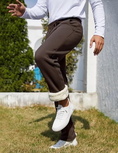 Flygo Men's Fleece Lined Sherpa Sweatpants Winter Warm Pants Jogger Lounge Athletic Pant with Pockets