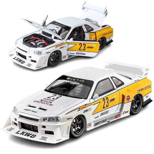 Image of Alokik Enterprise Compatible for 1:24 Skyline GTR S15 Modifiers Toy Car Model, Diecast Collectible Pull Back Model Car with Sound and Light, Toy Gift Vehicles for Adults Kids Boys Girls【White】