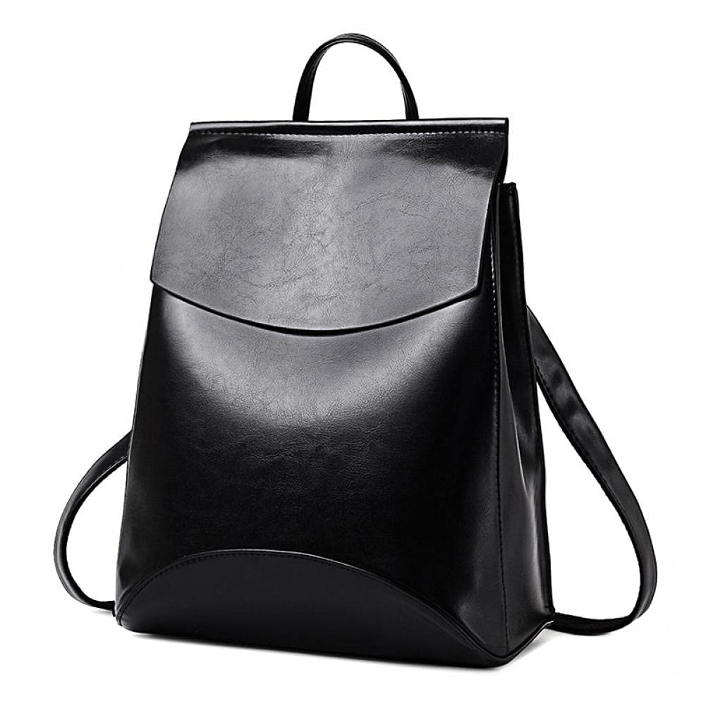 Sac à dos femme noir imperméable en cuir PU rigide taille moyenne pour travail scolaire