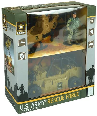 United States Army Rescue Force Soldier Toys & Military Vehicles - Helicopter & Desert Car, Artillery, Gear & Action Figure Playset, 3+ #TOP7
