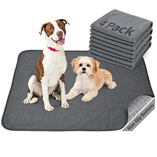 Image of Washable Pee Pads for Dogs, 24x36 4 Pack Reusable Whelping Pads, Absorb Dog Mats Non-Slip Puppy Training Pads for Whelping, Potty, Training, Playpen, Crate