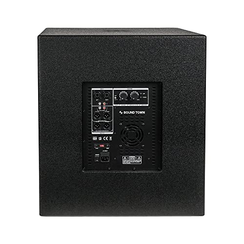 Image of Sound Town METIS Series 2400 Watts 18 inch Powered PA /DJ Subwoofer with Class-D Amplifier, Birch Plywood, Black (METIS-PRO18AS)