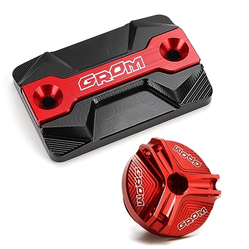 ZYAKOMO Compatible with 2026 Grom 125 2025 MSX125 MSX 125 2013-2026 2025 2024 2023 grom accessories CNC Motorcycle Front Brake Fluid Reservoir Cover Cap Oil Filler Plug Cap (Red)