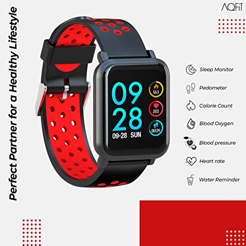 Image of AQFIT W8 Bluetooth SmartWatch- Black (10 Days Battery Life Wireless IP68)