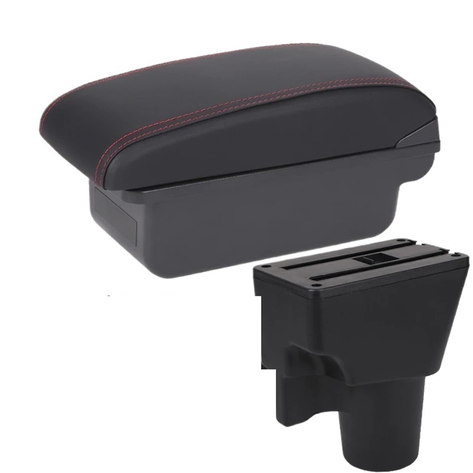 AWGNTQQ Car Armrests For Kia For Picanto 3X-Line Car Armrest Interior Details Retrofit Parts Car Accessories Storage Box(C1 Black red No USB)