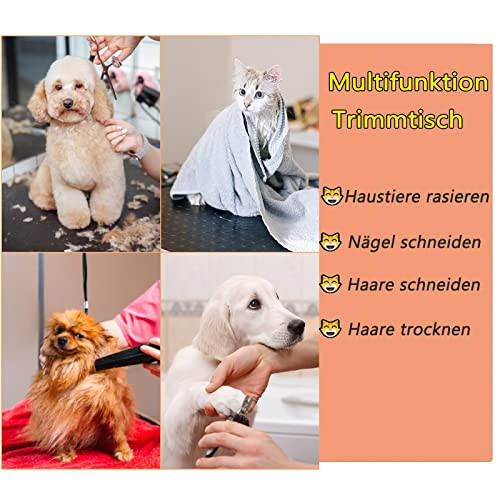 YRHome Hundepflegetisch Höhenverstellbar Trimmtisch für Hunde Hunde Badetisch Hundefriseur Tisch Schertisch Pflegetisch rutschfest mit Schlingen und Ablage bis 60 KG Belastbar 80,5x46x76cm(Klein)