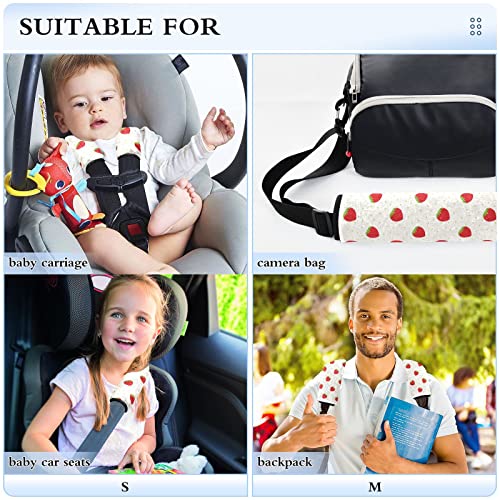 Cute Strawberries White Seat Belt Cover 2Pcs Soft Car Seatbelt Covers For Kids Shoulder Strap Protectors Car Accessories For Women Men Adults Girls Boys,M #TOP4