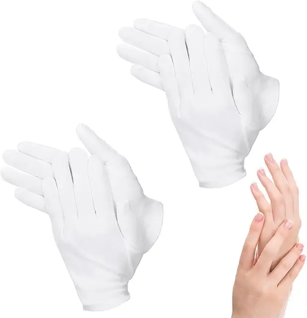 Lot de 2 paires de gants hydratants en coton blanc pour la nuit - Pharmacie