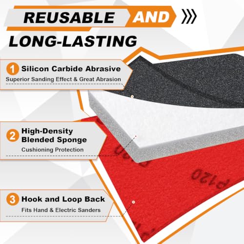 Image of 27 PCS 3x4 Inch Sanding Sponge, 600 Grit Sandpaper Pads Sanding Blocks Set
