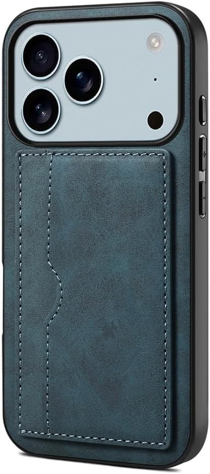 Wallet Case for iPhone 17/17 Air/17 Pro/17 Pro Max,with Card Slots Slim Stand Function Shockproof Shell Leather Cover(Black,17 Pro)