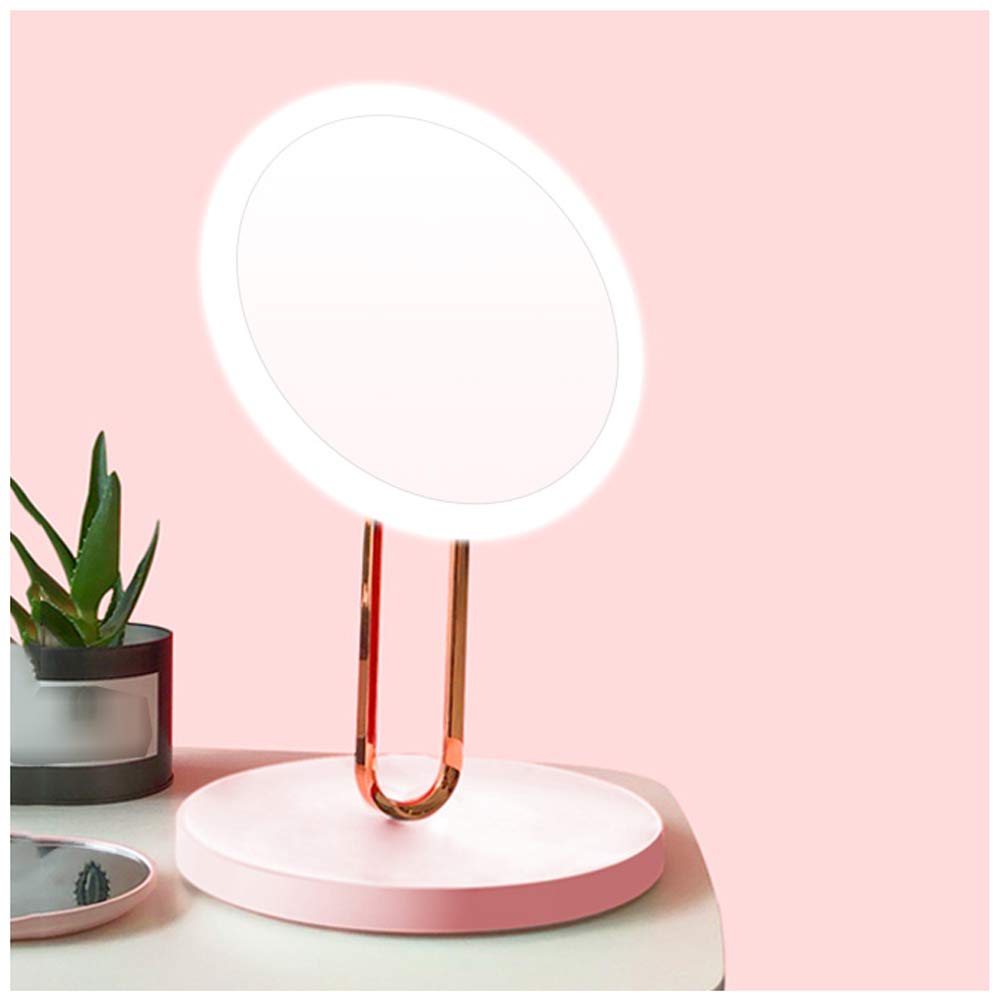ATRNA Espejo de Maquillaje, Cuenta con 3 Ajustes de Luz Recargable con Cable USB Portátil para Casa y Viaje Cuarto de Baño Pink