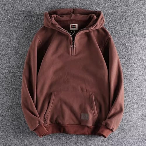 Ymosrh Men's Hoodies Long Sleeve Quarter Zip Heavyweight Cargo Pullover Hooded Sweatshirts with Pocket, M-3XL3