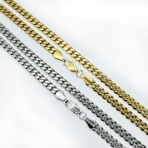 Iced Jewelry Hip Hop 14k Gold Plated 'Real Hasta La Muerte' Pendant, 24 inches Cuban Necklace (Gold)3