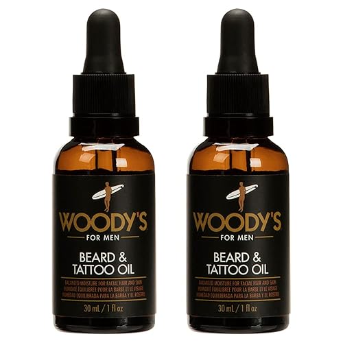 Woodys Aceite de aseo de calidad para hombres para barba y tatuaje paquete de 2 Woodys Aceite de aseo de calidad para hombres para barba y tatuaje paquete de 2