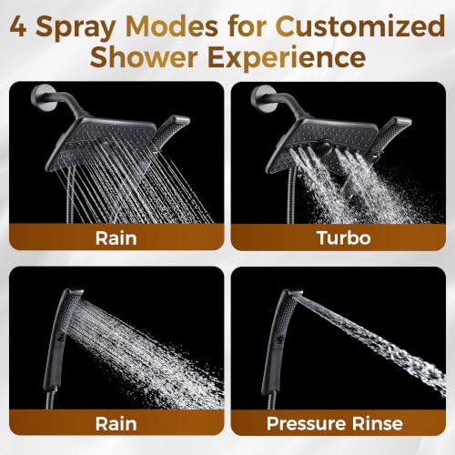 Image of BRIGHT SHOWERS Dual Shower Head System with Handheld and Rainfall Shower, Shower Faucet Set with Valve and Trim Kit, Includes 79-Inch Stainless Steel Hose, Oil-Rubbed Bronze