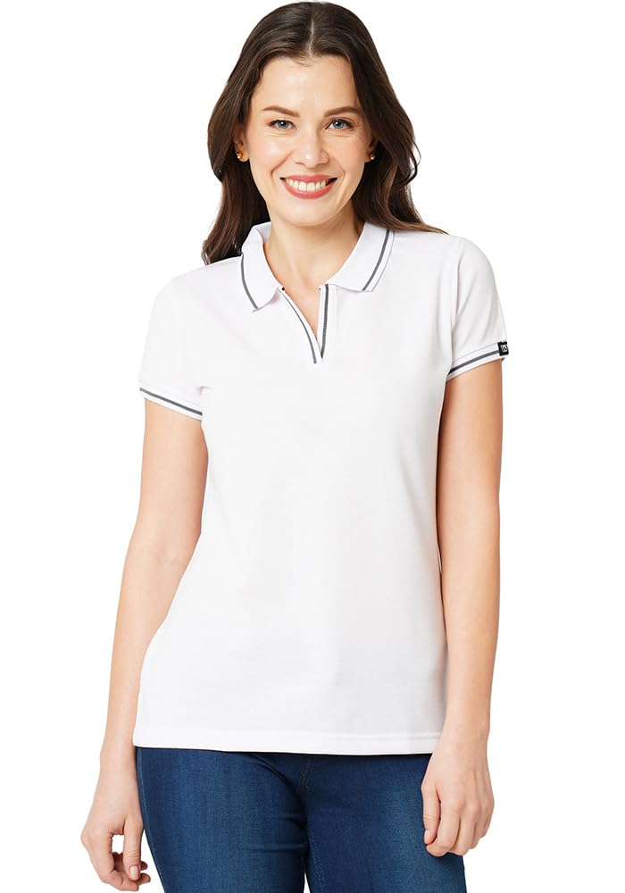 Women's Tipped Collar Neck Polo Tshirt