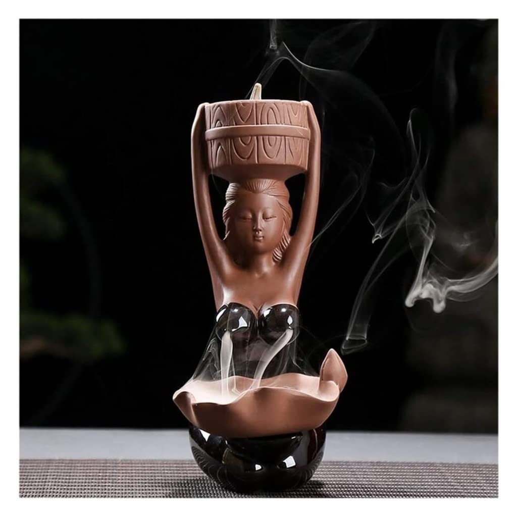 Fuentes de Incienso,Yoga Quemador De Incienso De Reflujo Decoración Creativa del Hogar De Doble Uso Zen(B)