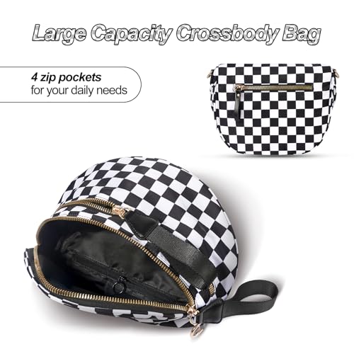 Image of Checkered Crossbody Bag, Bum Bags for Women Crossbody,Spacious Sling Bag Purse Fanny Packs with Shoulder Strap