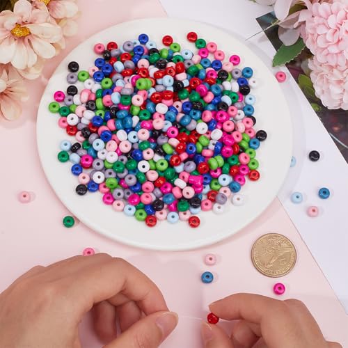 SOFPLATE 600Pcs 7 mm Lentil Beads Bulk Abacus Beads 12 Colors Pink Black Flat Round Acrylic Rondelle Disc Spacer Bead for Bracelets Beading Pens Charms Necklaces Earrings Jewelry Making DIY Crafts - Image 3