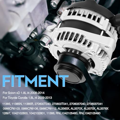 Image of 270600T040 Alternator for Scion xD 1.8L l4 2008-2014,for Toyota Corolla 1.8L l4 2009 2010 2011 2012 2013 High Output 100Amp Alternator 11385 11385N 11385R 270600T041 2706037040 2706037041 0986CR6103