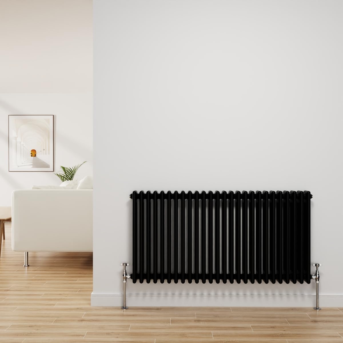 Nrg Black Traditional Radiator Cast Iron 3 Column Horizontal 600X1192mm