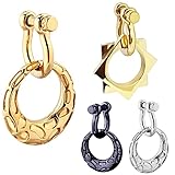 DEWGEM Hoop Dangle Ear Gauges for Women Gold Weighted Ear Hangers for Men Stainless Steel Ear Weights Gauges Stretching Kit for Ear Tunnels Fashion Hoop Dangle Ear Plugs fit Size 6G 4G 2G 0G 00G