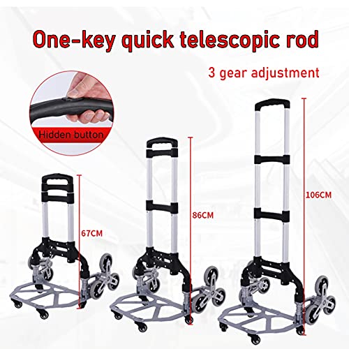Carretilla portátil plegable con ruedas sólidas y capacidad 70kg miniatura 7