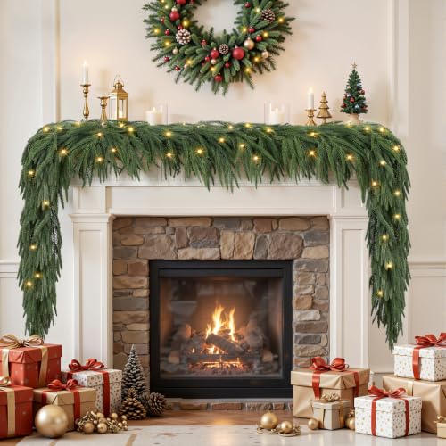 9FT Artificial Christmas Garland with Lights, Norfolk Pine Garland - image 1
